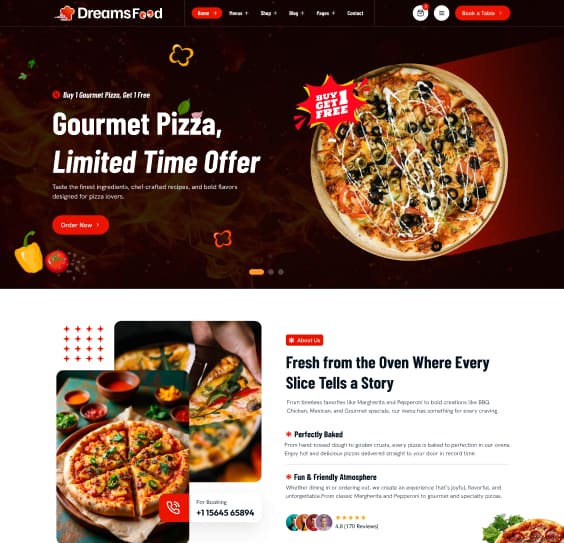 Dreams Pizza homepage template