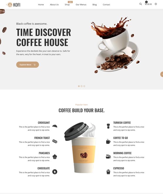 Kofi Coffee homepage template